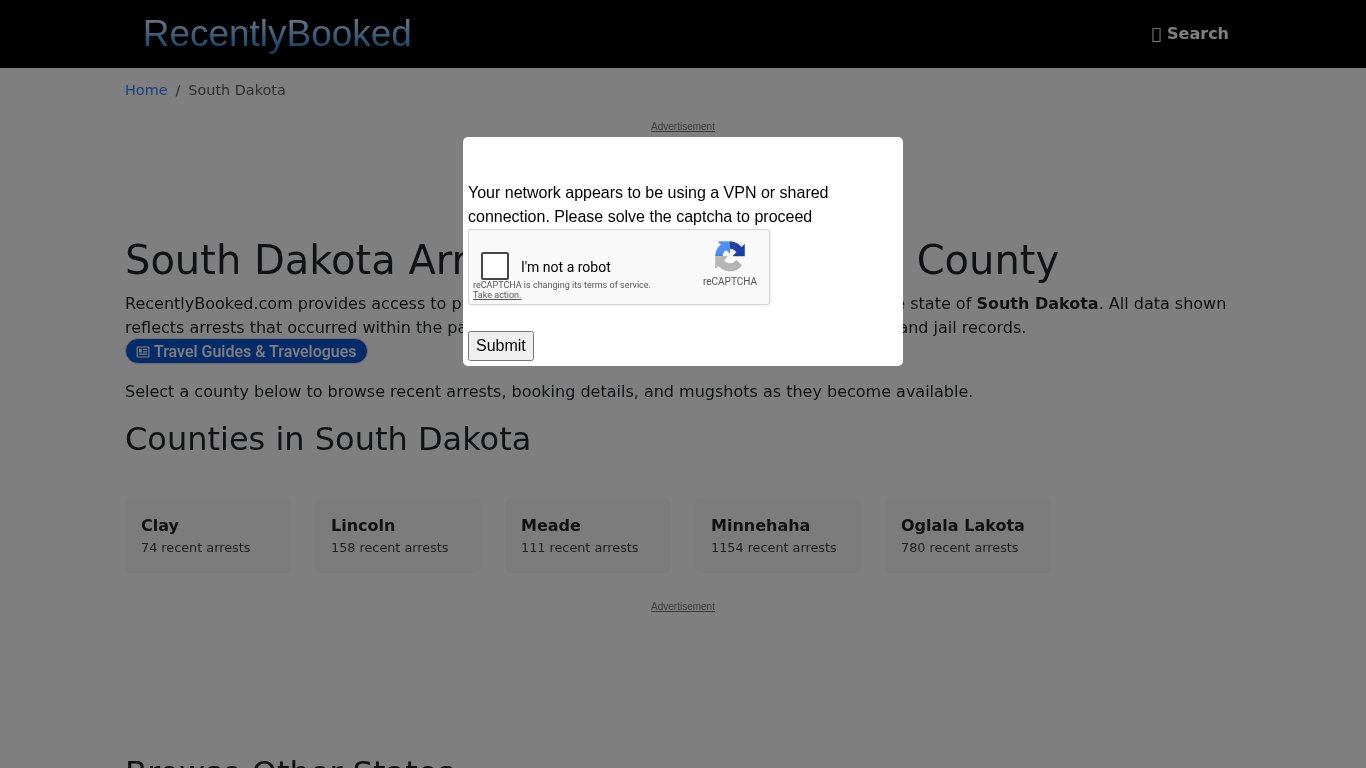 Recent bookings, Arrests, Mugshots in South Dakota - Recently Booked